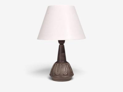 Einar Johansen Table Lamp Chocolate Brown Stoneware Denmark 1960s
