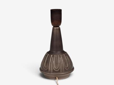 Einar Johansen Table Lamp Chocolate Brown Stoneware Denmark 1960s