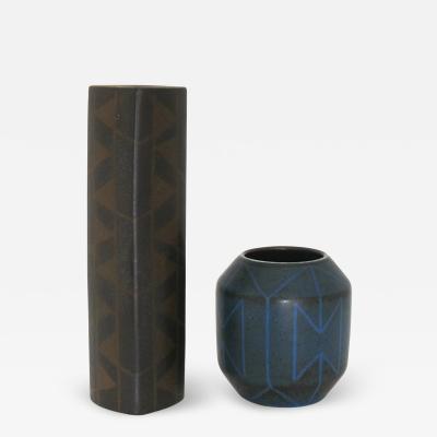 Einar Lynge Ahlberg 2 EINAR LYNGE AHLBERG UNIQUE STUDIO VASES FOR RORSTRAND SWEDEN CIRCA 1950 S