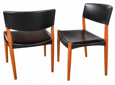 Ejner Larsen Aksel Bender Madsen Ejner Larsen Aksel Bender Madsen Teak Side Dining Chairs for Willy Beck 1950