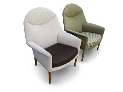 Ejner Larsen Aksel Bender Madsen Pair Aksel Bender Madsen Ejner Larsen Danish Lounge Chairs for Reupholstery