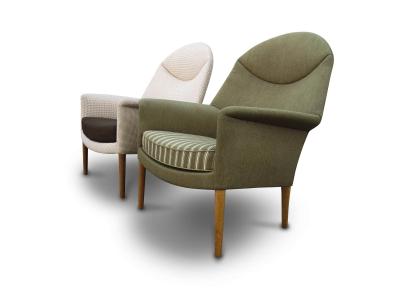 Ejner Larsen Aksel Bender Madsen Pair Aksel Bender Madsen Ejner Larsen Danish Lounge Chairs for Reupholstery
