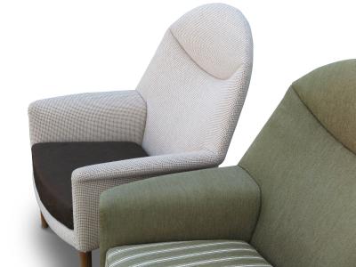 Ejner Larsen Aksel Bender Madsen Pair Aksel Bender Madsen Ejner Larsen Danish Lounge Chairs for Reupholstery