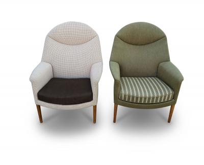 Ejner Larsen Aksel Bender Madsen Pair Aksel Bender Madsen Ejner Larsen Danish Lounge Chairs for Reupholstery