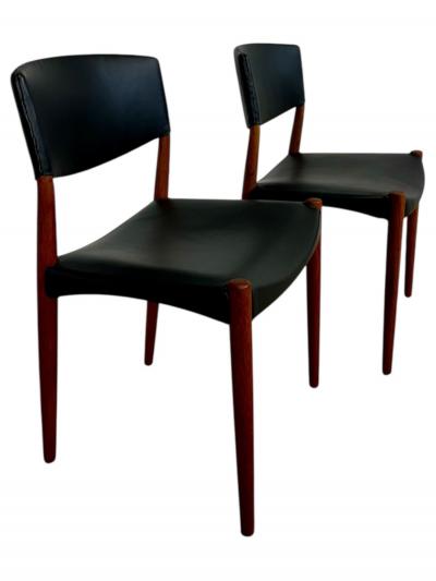 Ejner Larsen Aksel Bender Madsen Teak Side Dining Chairs for Willy Beck 1950