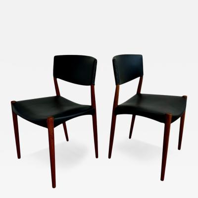 Ejner Larsen Aksel Bender Madsen Teak Side Dining Chairs for Willy Beck 1950