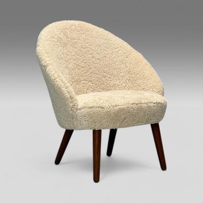 Ejvind A Johansson Ejvid Johansson Danish Mid Century Modern Lounge Chairs Shearling 1950s