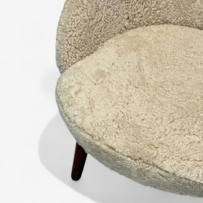 Ejvind A Johansson Ejvid Johansson Danish Mid Century Modern Lounge Chairs Shearling 1950s