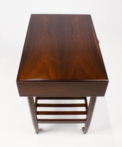 Ejvind A Johansson Ejvind Johansson Rosewood Sewing Cabinet with Wicker Basket Danish Modern