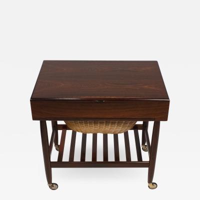 Ejvind A Johansson Ejvind Johansson Rosewood Sewing Cabinet with Wicker Basket Danish Modern