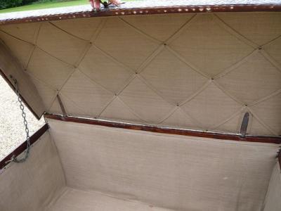 Elaborately Decorated 17th c Studded Leather Traveling Trunk