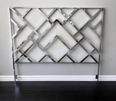 Elaine Cohen Monumental Chrome Oriental King Headboard Frame Elaine Cohen D I A 1972