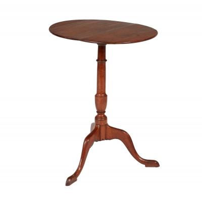 Elegant 18th c Tripod Table with Thin Oval Top