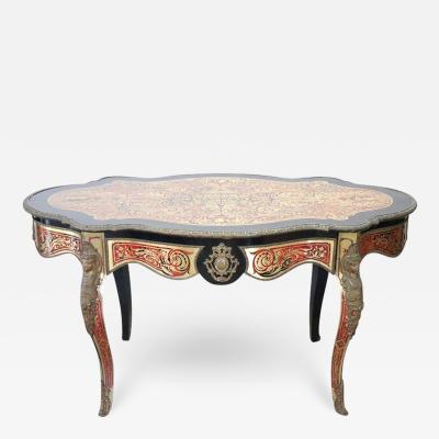 Elegant 19th Century Boulle French Antique Centre Table or Writing Desk