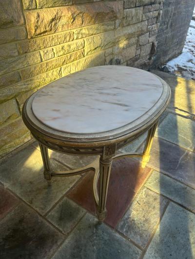 Elegant 19th Century French Louis XVI Painted Marble Top Side Table