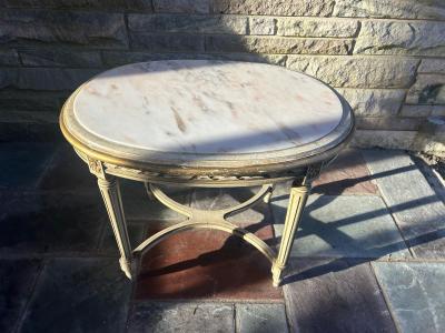 Elegant 19th Century French Louis XVI Painted Marble Top Side Table