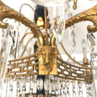 Elegant 19th Century Neoclassical Baltic Crystal and Gilt Bronze Chandelier