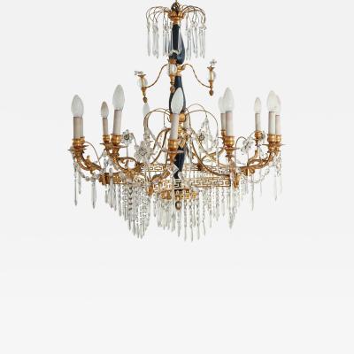 Elegant 19th Century Neoclassical Baltic Crystal and Gilt Bronze Chandelier