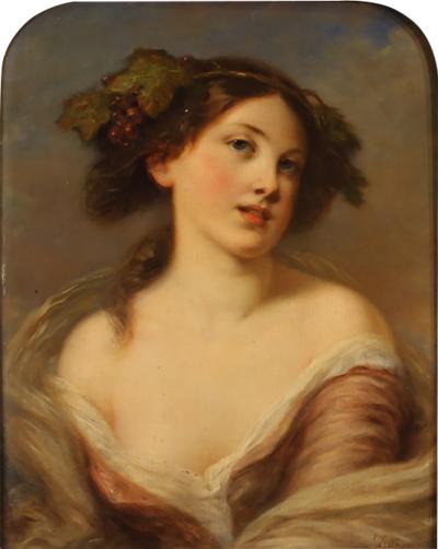 Elegant 19th century portrait painting of a young girl