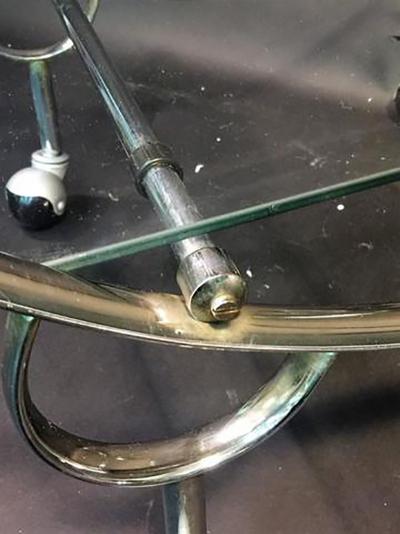 Elegant Art Deco Chrome Oval Tubular Design Double Tier Bar Cart