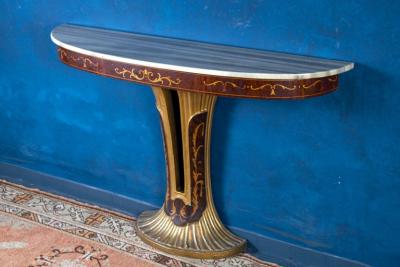 Elegant Art Deco Oval Shaped Console Table Italy 1940