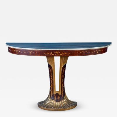 Elegant Art Deco Oval Shaped Console Table Italy 1940