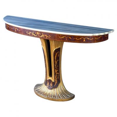 Elegant Art Deco Oval Shaped Console Table Italy 1940
