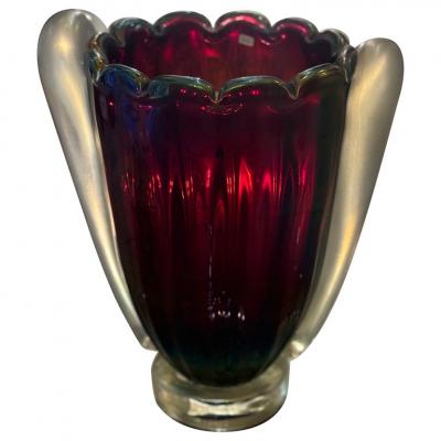 Elegant Art Deco Style Iridescent Murano Glass Vase
