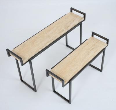 Elegant Asymmetric Pair of Low Side Tables France 1950s