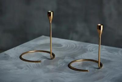 Elegant Brass Candle Holder Set Denmark 1960s