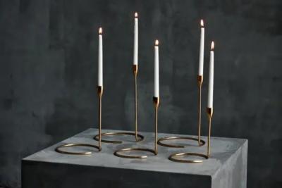 Elegant Brass Candle Holder Set Denmark 1960s