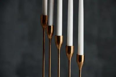 Elegant Brass Candle Holder Set Denmark 1960s