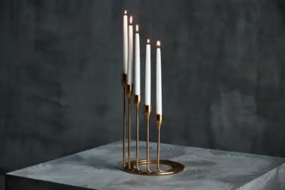 Elegant Brass Candle Holder Set Denmark 1960s