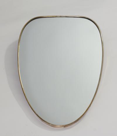 Elegant Brass Frame Wall Shield Mirror in Gio Ponti Inspired Design 1950 Italy