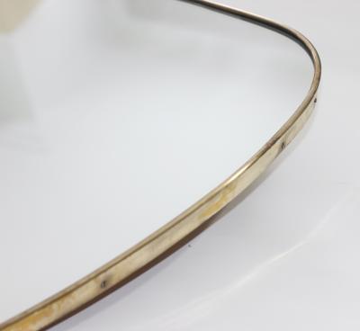 Elegant Brass Frame Wall Shield Mirror in Gio Ponti Inspired Design 1950 Italy