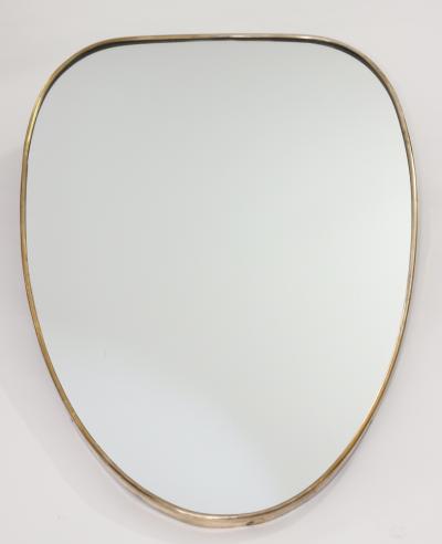 Elegant Brass Frame Wall Shield Mirror in Gio Ponti Inspired Design 1950 Italy