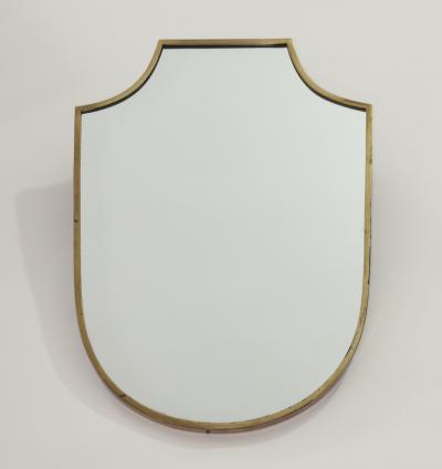 Elegant Brass Frame Wall Shield Mirror in Gio Ponti Inspired Design 1950 Italy