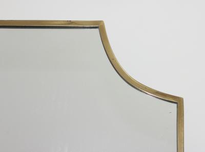 Elegant Brass Frame Wall Shield Mirror in Gio Ponti Inspired Design 1950 Italy