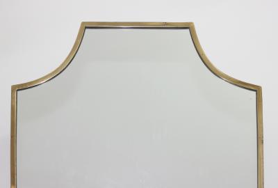 Elegant Brass Frame Wall Shield Mirror in Gio Ponti Inspired Design 1950 Italy