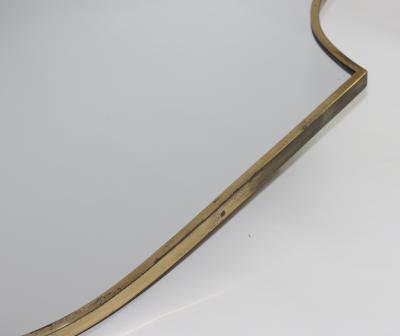 Elegant Brass Frame Wall Shield Mirror in Gio Ponti Inspired Design 1950 Italy