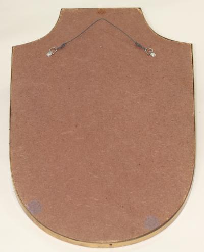 Elegant Brass Frame Wall Shield Mirror in Gio Ponti Inspired Design 1950 Italy