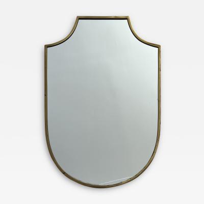 Elegant Brass Frame Wall Shield Mirror in Gio Ponti Inspired Design 1950 Italy