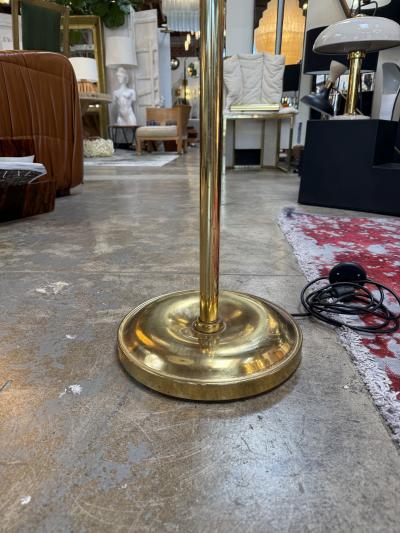 Elegant Brass Swivel Arm Floor Lamp with Pleated Shade