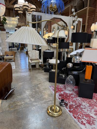 Elegant Brass Swivel Arm Floor Lamp with Pleated Shade