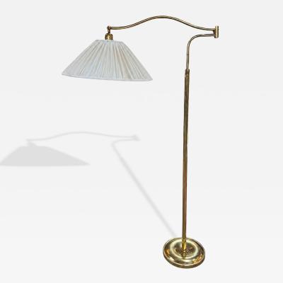 Elegant Brass Swivel Arm Floor Lamp with Pleated Shade