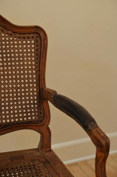 Elegant Caned Louis XV Period Walnut Armchair