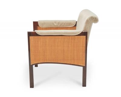 Elegant Caned Lounge Chair in the Style of Dunbar