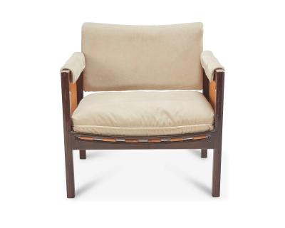Elegant Caned Lounge Chair in the Style of Dunbar