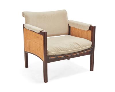 Elegant Caned Lounge Chair in the Style of Dunbar