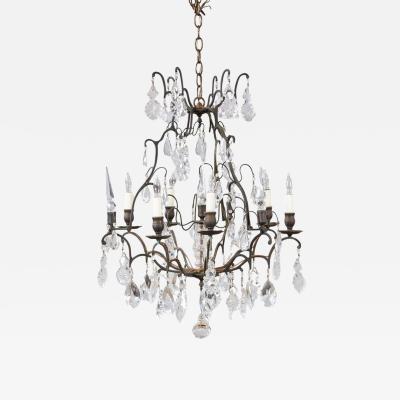 Elegant Crystal and Bronze Chandelier